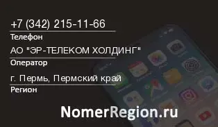 Кто звонил с 3422151166 - регион и оператор